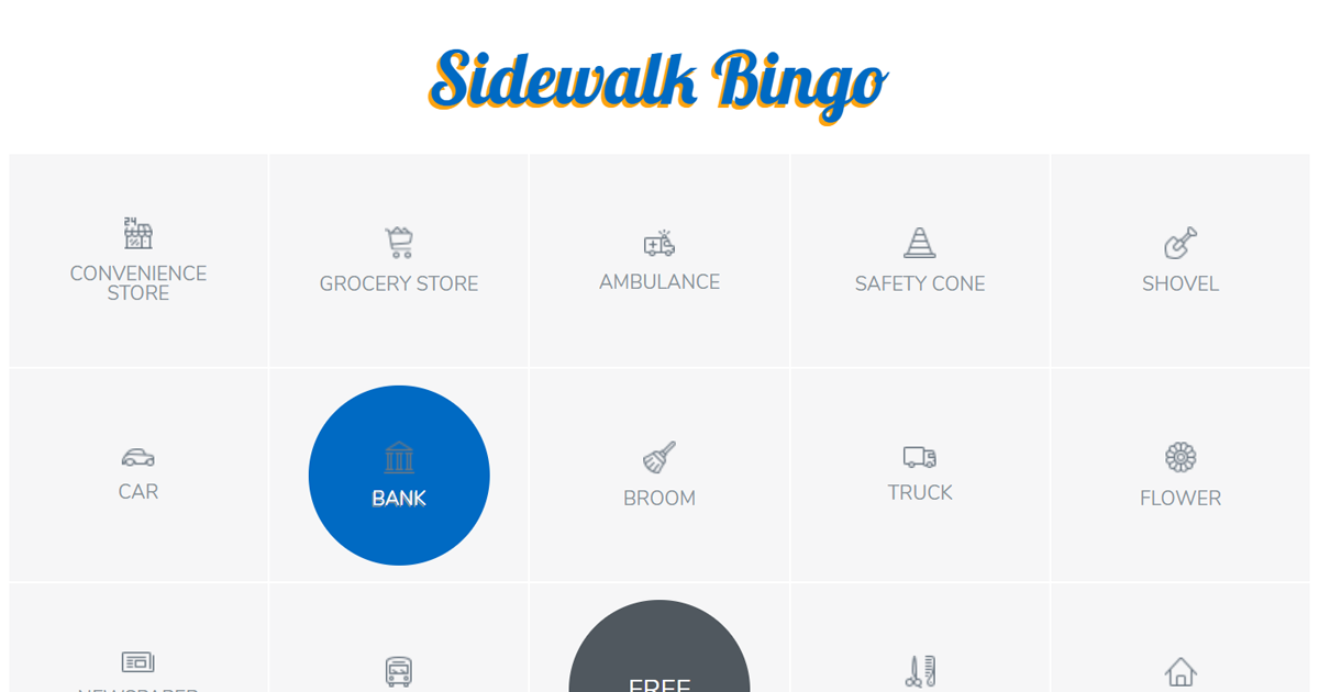 Sidewalk Bingo